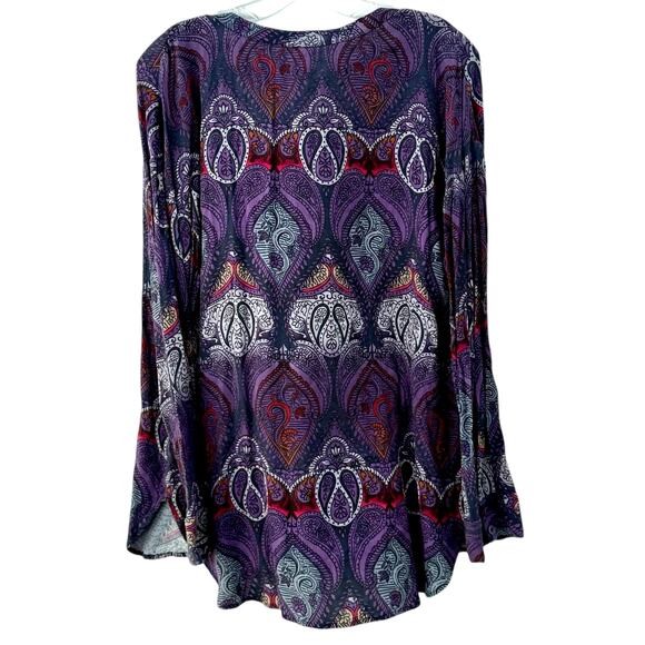 Anthropologie Sanctuary Paisley Print Tunic Top Long Sleeve Shirt Sz Large NWOT - Picture 2 of 10